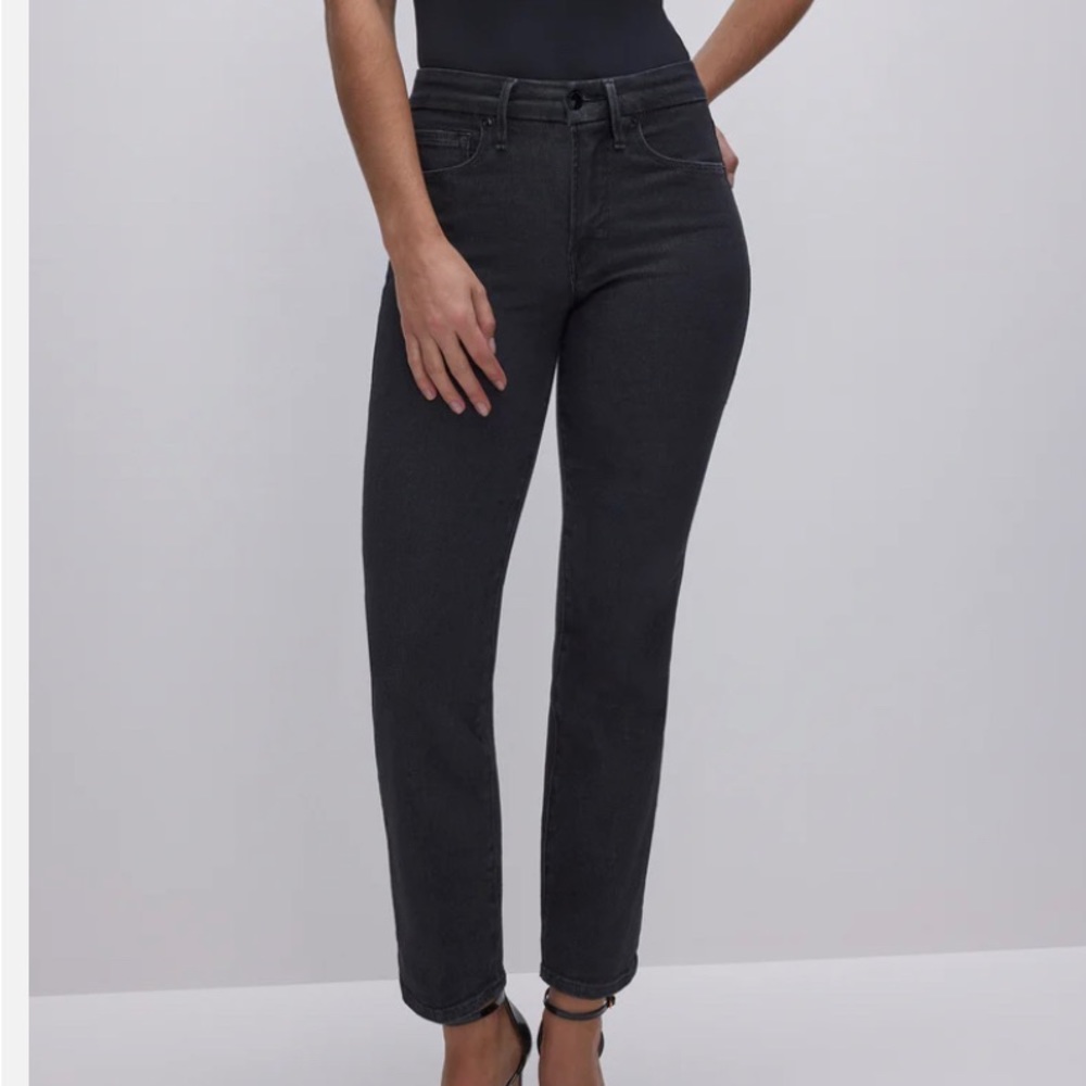 Good American Good Legs Straight Black Jeans